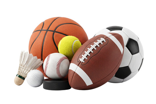 Assorted sports balls and equipment collection