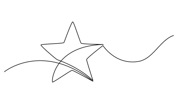 star continuous one line drawing animation, Animated self drawing Continuous one line drawing of Minimalist star, wavy line, simple icon, black and white, vector graphic