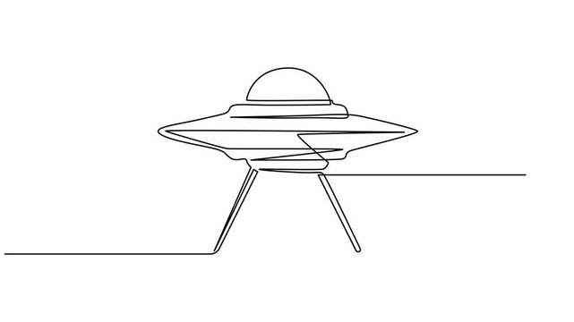 ufo, Animated self drawing of continuous line draw UFO plane toys icon. UFO design concept from Astronomy collection. Cute astronauts flying on UFO spaceship.