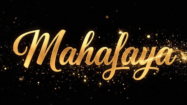Mahalaya golden text animation with festive light effects for durga puja navratri hindu celebration banner social media wallpaper and cultural festival background