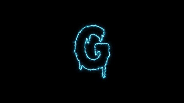 Electric Lightning Arc Animated Letter G Isolated Loop Animation