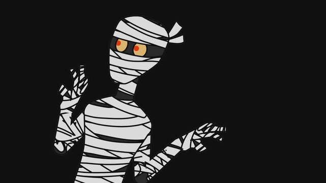 Halloween Mummy - 2D Cartoon Animation Loop with Transparent Background