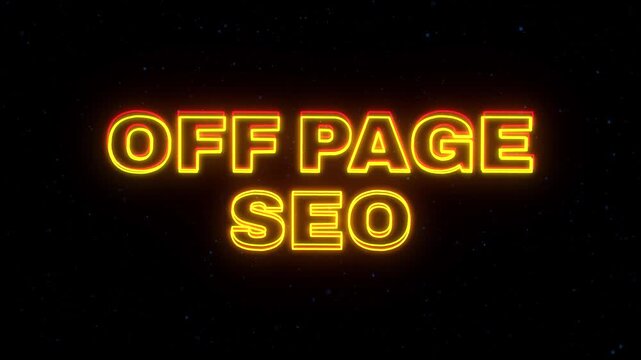 Off Page SEO Neon Sign Text with Classic Retro Theme.