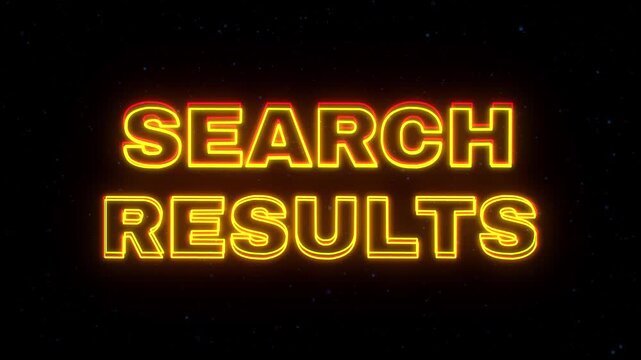 Search Results Neon Sign Text with Classic Retro Theme.