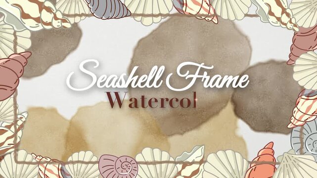 Animated Watercolor Seashell Frame Border Graphic with Copy Space