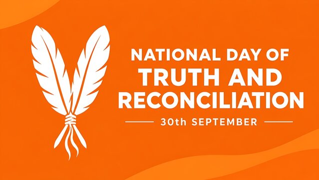 National Day of Truth and Reconciliation template with minimalist crossed white feathers