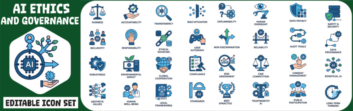 Comprehensive collection of ai generated icons diverse symbols for modern digital interfaces and applications