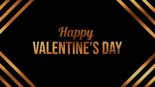Elegant black background with shimmering gold text celebrating Valentine's Day