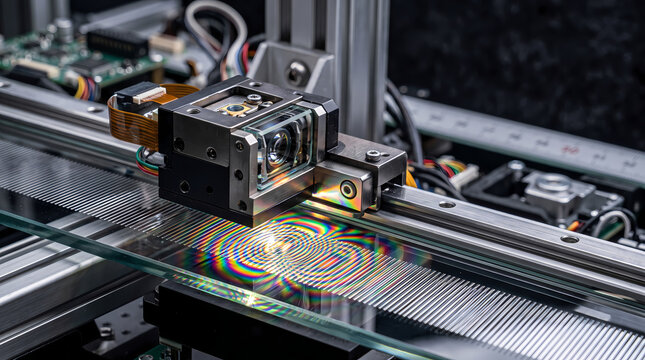 Automated optical inspection system scanning glass diffraction grating