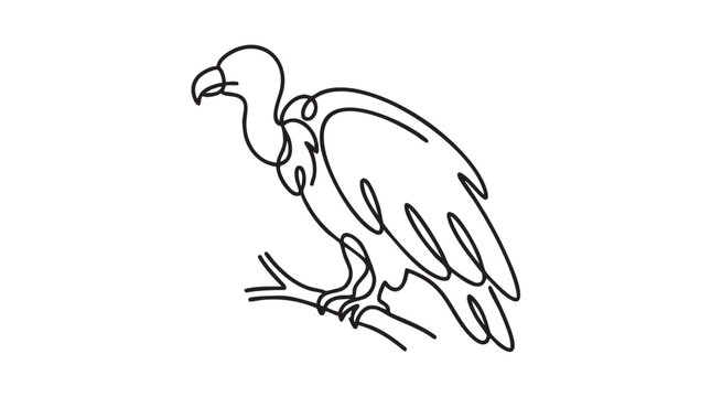 elegant vulture vector icon, continuous line art illustration for wildlife continuous line art vector icon