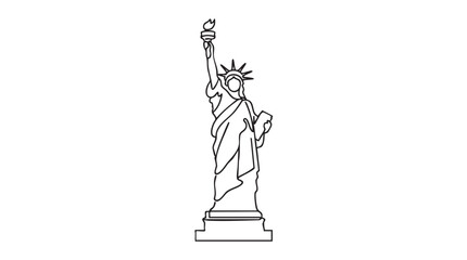 statue of liberty continuous line art vector icon, a symbolic monument design © Ismail