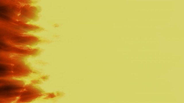 Vibrant fire transition burning from right to left, revealing a bright yellow background, suitable for video editing, motion graphics and transitions.