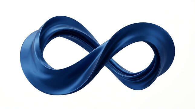 Abstract 3d infinity symbol made of flowing blue fabric isolated on white background