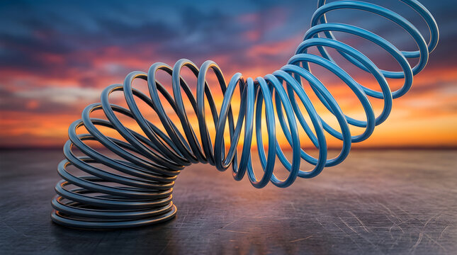3D render of a teal ribbed tunnel corridor with rhythmic curved fins, close-up macro shot, against a clear blue sky, with crisp specular reflections, sleek modern aesthetic, elegant symmetry