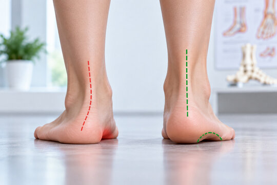 Flat Foot and Normal Foot Arch Alignment Medical Concept