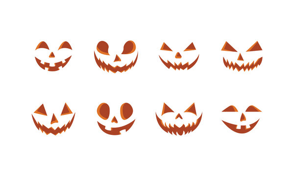 Halloween Pumpkin Carving Face Expression Vector