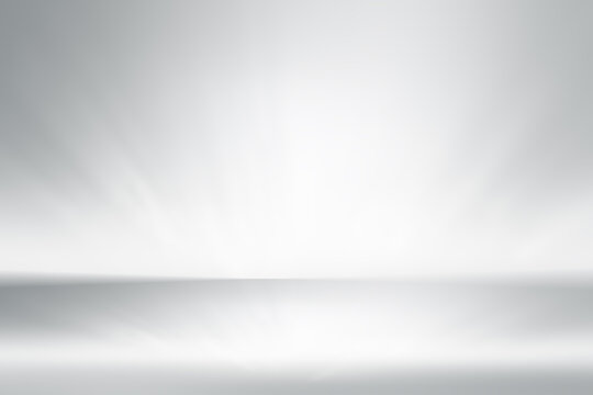 Empty white studio background. Design for displaying product. White grey perspective flow waves background. Abstract creative interior. Modern business style. Empty Circular Dark Grey gradient with Bl
