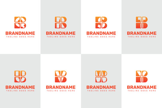 Letters BQ BR BS BT BU BV BW BY Technology Logo Set