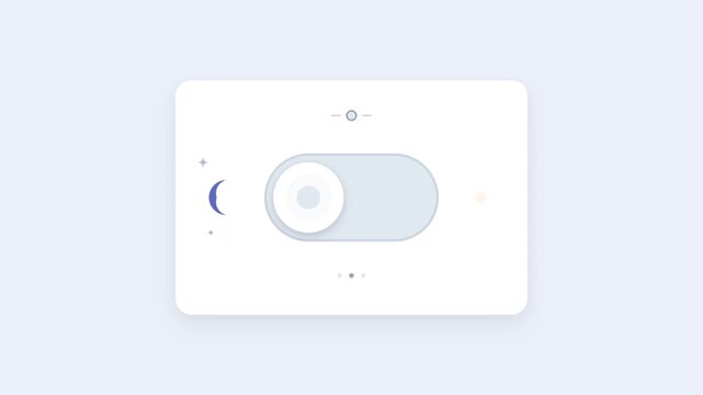 Modern UI toggle switch animating from night mode to day mode interface