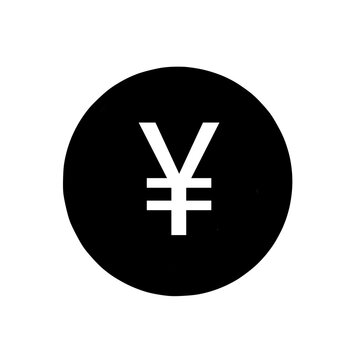 Classic black yen yuan currency icon inside circle