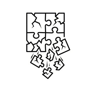 Abstract Puzzle Concept with Falling Pieces.