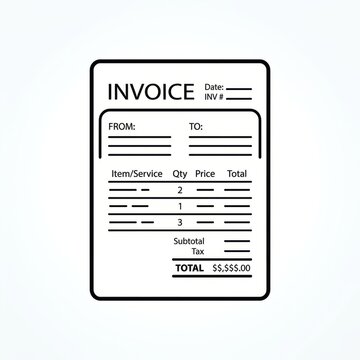 Black and white invoice template for business accounting and billing purposes.