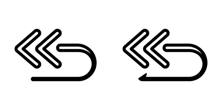 Set of double chevron arrow icons showing a turnaround or return action with arrow icon back arrow navigation icon directional sign UI elements