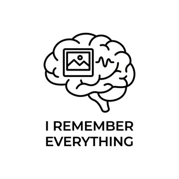 Creative illustration of memory and photographic recall with brain concept.