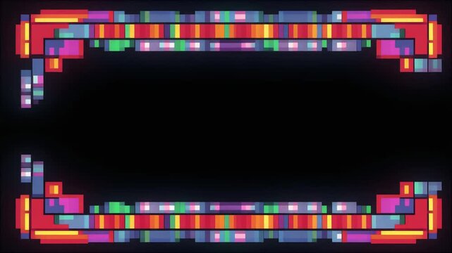 Retro pixel art game frame border motion graphic