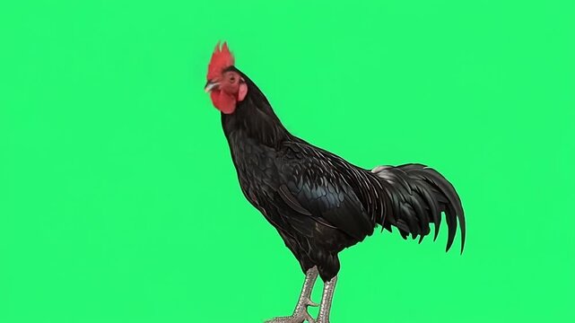 Fighting cock on green screen background.