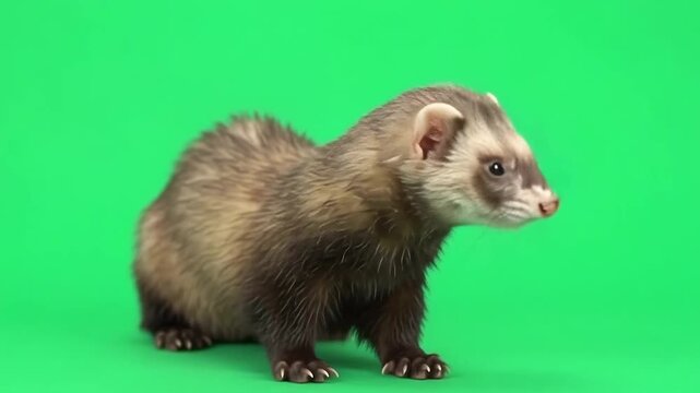 Ferret on green screen background.