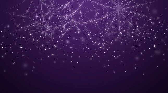 Abstract digital background featuring glowing purple particles and connected lines representing a complex data network or technology concept