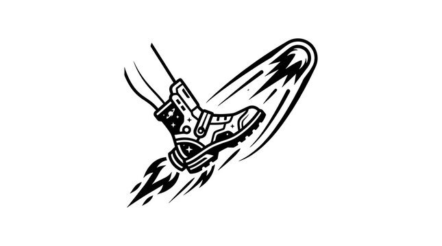 Single boot with jet flame speeding up in motion