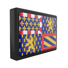3D black rectangular button with Burgundy flag emblem for French region concept  © omarifx