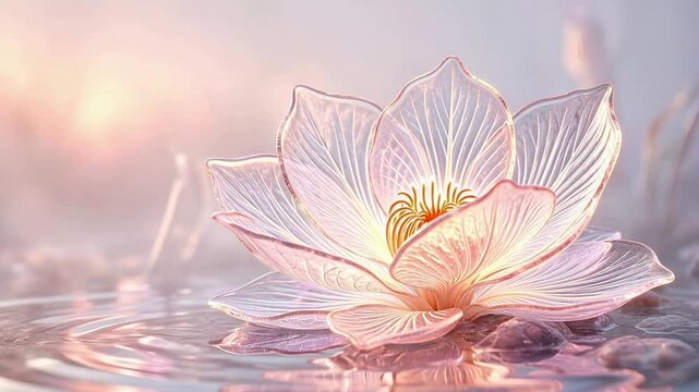 Time-lapse Blooming 3D Glass Flower Spring Concept