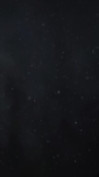 暗い背景の前を静かに降る細かな雪