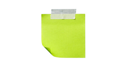Green sticky note attached with adhesive tape with corner attached on transparent background © EtiAfrose