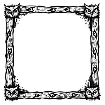 frame with owl design illustration
