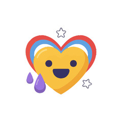 Obraz premium Happy Heart Emoji with Tears and Stars