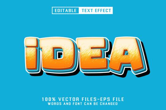 Idea Sketch Doodle Orange 3D Text Effect Vector EPS