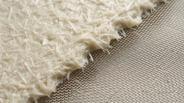 Handmade paper sheet on a wire mesh screen during the traditional papermaking process