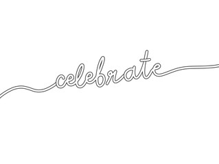 Minimalistic one-line typography art with the word celebrate © rahayu