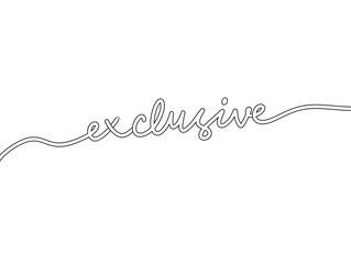 Minimalist continuous line drawing of the word exclusive © rahayu