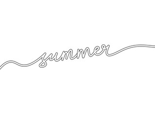 Minimalistic one-line summer text design on white background © rahayu