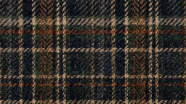 Classic dark wool tartan plaid fabric texture background.