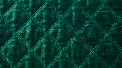 Naklejka premium Dark Green Quilted Velvet Fabric Texture Background.