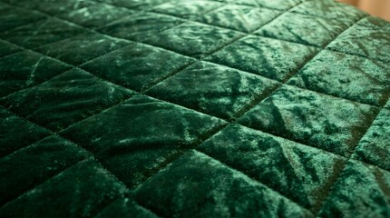 Naklejka premium Luxurious dark green quilted velvet fabric texture background.