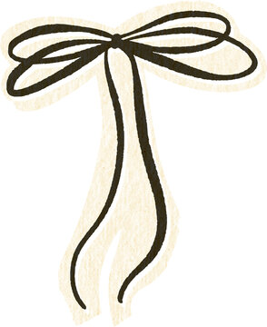 Hand Drawn Bow Ribbon Collage Element