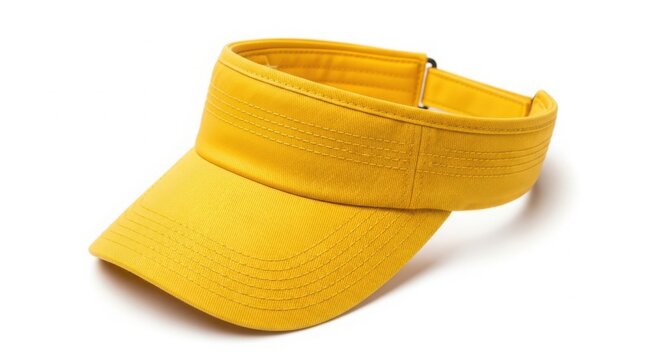Yellow cotton sports visor hat isolated on a white background with sun hat