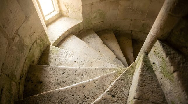 Spiral Staircase of Bell Tower Looking Down in Portugal